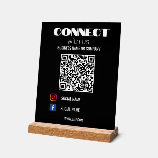 Instagram後を追のQrコードブラックモダン アクリルサイン (傾斜)