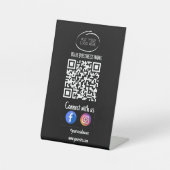 Instagram後を追のQrコードブラックモダン 台座サイン (正面)