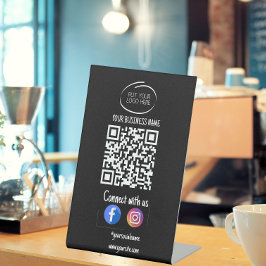 Instagram後を追のQrコードブラックモダン 台座サイン