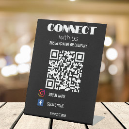 Instagram後を追のQrコードブラックモダン 台座サイン