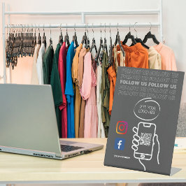 Instagram後を追のQrコードブラック 台座サイン