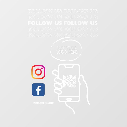 Instagram後を追のQrコードホワイト ウィンドウサイン (シート)