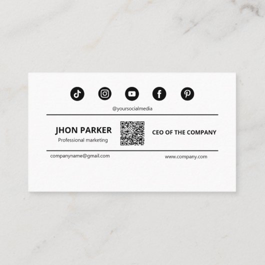 Instagram後を追米国Qrコードクリーンシンプル白 名刺 (裏面)