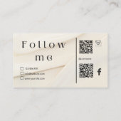 Instagram後を追米国Qrコードブラック文字 名刺 (裏面)