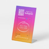 Instagram後を追米国Qrコード明カラフルるい 台座サイン (正面)