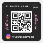 Instagram後を追 QRコードソーシャルメディアロゴの表示 スクエアシール (正面)