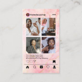 Instagram投稿用メイクアップアーティストピンク大理石QRコード 名刺 (正面)
