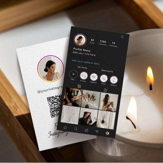 Instagram暗いテーマQRコード7写真ソーシャルメディア 名刺
