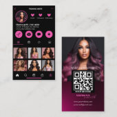 Instagram暗いテーマQRコード7写真ソーシャルメディア 名刺 (正面/裏面)