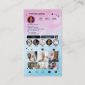 Instagram水彩ピンクブルーグラデーションソーシャルメディア 名刺 (正面)