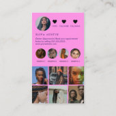 Instagram編み髪ホットピンクと黒のQRコード 名刺 (裏面)