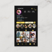 Instagram美容師イエローQRコードソーシャルメディア 名刺 (正面)