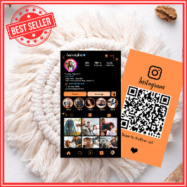 Instagram美容師オレンジQRコードソーシャルメディア 名刺