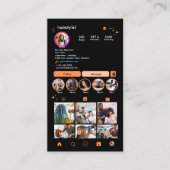 Instagram美容師オレンジQRコードソーシャルメディア 名刺 (正面)