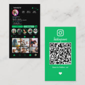 Instagram美容師グリーンQRコードソーシャルメディア 名刺 (正面/裏面)