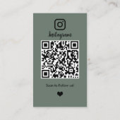 Instagram美容師セージ緑QRソーシャルメディア 名刺 (裏面)