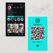 Instagram美容師ターコイズQRソーシャルメディア 名刺 (正面/裏面)