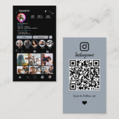Instagram美容師ダスティブルーQRソーシャルメディア 名刺 (正面/裏面)