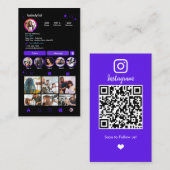 Instagram美容師バイオレットQRコードソーシャルメディア 名刺 (正面/裏面)