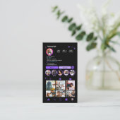 Instagram美容師パープルQRコードソーシャルメディア 名刺 (スタンド正面)