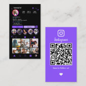 Instagram美容師パープルQRコードソーシャルメディア 名刺 (正面/裏面)