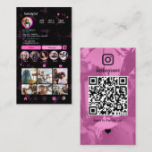 Instagram美容師ピンク | QRコードソーシャルメディア 名刺 (正面/裏面)