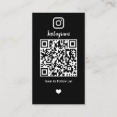 Instagram美容師ブラックQRコードソーシャルメディア 名刺 (裏面)