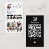 Instagram美容師ブラックQRコードソーシャルメディア 名刺 (正面/裏面)