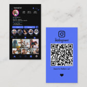 Instagram美容師ブルーQRコードソーシャルメディア 名刺 (正面/裏面)