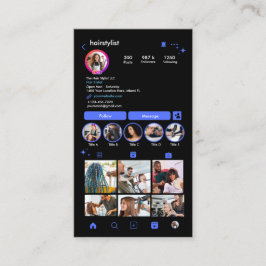 Instagram美容師ブルーQRコードソーシャルメディア 名刺