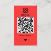 Instagram美容師レッドQRコードソーシャルメディア 名刺 (裏面)