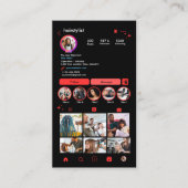 Instagram美容師レッドQRコードソーシャルメディア 名刺 (正面)