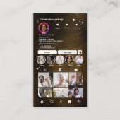 Instagram金ゴールドとブラックメタルQRコード 名刺 (正面)