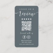 Instagram離れのFacebookネイビーQrコードのレビュー 名刺 (正面)