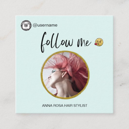 *~* INSTAGRAM -アイコンソーシャルメディア絵文字QRコード   スクエア名刺 (正面)