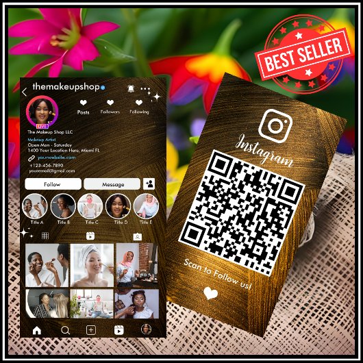 Instagram ゴールド&ブラック メタルQRコード 名刺