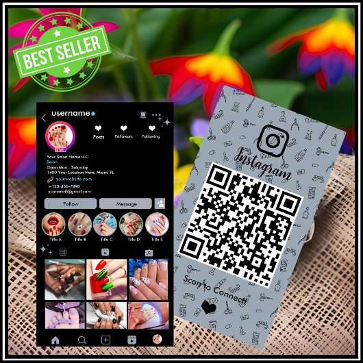 Instagram ネイルサロン ダスティブルー | ソーシャルメディアQR 名刺