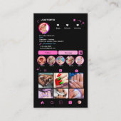 Instagram ネイルサロン ピンク | ソーシャルメディアQRコード 名刺 (正面)