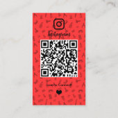 Instagram ネイルサロン 赤 | ソーシャルメディアQRコード 名刺 (裏面)