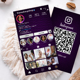 Instagram パープルハニカムQRコード ソーシャルメディア 名刺