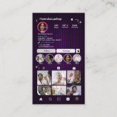 Instagram パープルハニカムQRコード ソーシャルメディア 名刺 (正面)