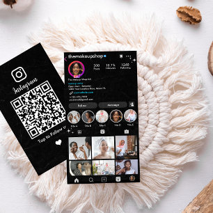 Instagram ブラック   ヘアスタイリスト   ソーシャルメディア 名刺