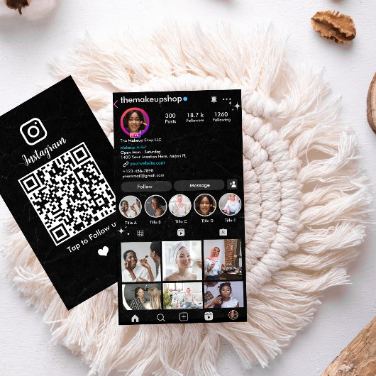 Instagram ブラック | ヘアスタイリスト | ソーシャルメディア 名刺