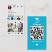 Instagram モダンブルーQRコード | ソーシャルメディア 名刺 (正面/裏面)