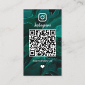 Instagram モダン グリーン マーブル QRコード ソーシャルメディア 名刺 (裏面)