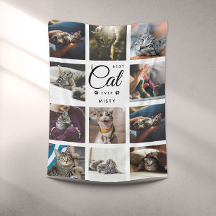 Instagram モダン 最高の CAT EVER Photo Collage Pet フリースブランケット