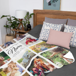 Instagram モダン Nana Photo Collageおばあちゃんの家族 フリースブランケット