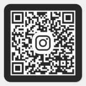 Instagram モダン QRコードブラック スクエアシール (正面)