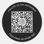 Instagram モダン QRコードブラック ラウンドシール (正面)