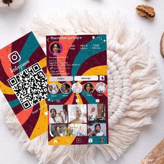 Instagram レトロ ヴィンテージ レイ QRコード ソーシャルメディア 名刺